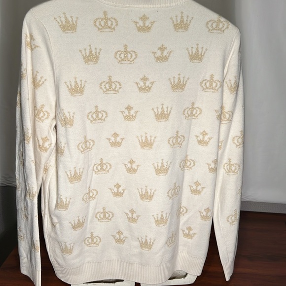 Charter Club, XL, NWT,gold thread, and rhinestone embellished sweater - Picture 6 of 10